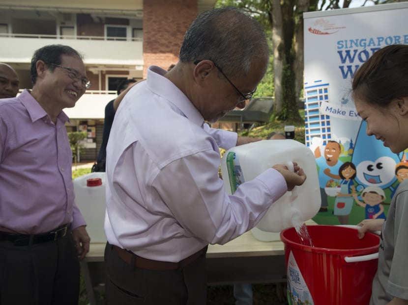 Minister for the Environment and Water Resources Masagos Zulkifli toured the Ridge View Residential College on Thursday (March 22). Students at RVRC were participating in water rationing exercises for the first time, in conjuction with World Water Day. Photo: PUB