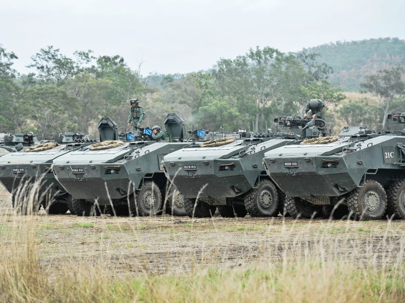 SAF Terrex vehicles on a military exercise. Photo: MINDEF