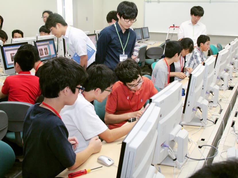 High school students participating in a ‘security junior camp’ in Nankoku, Japan, to discover and nurture cyber security specialists. Photo: Kyodo