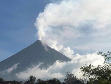 Mount Mayon spewing white smoke on June 8, 2023.