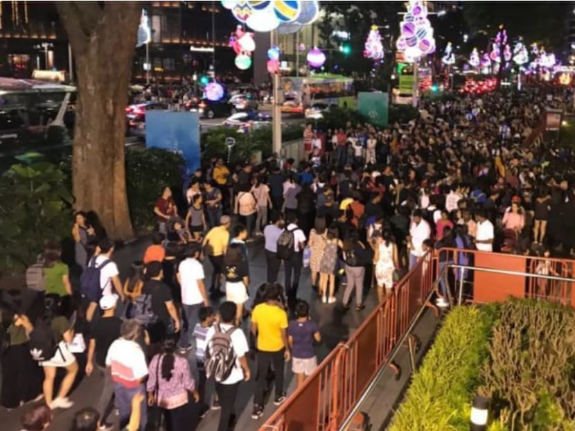 Crowds along Orchard Road on Dec 24, 2019. Crowds along Orchard Road on Dec 24, 2019.