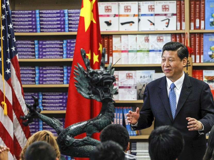 Xi Jinping, China's president and Communist Party chief, addresses American students in Mandarin at the International Studies Learning Centre in South Gate, California, on Feb 17, 2012. Photo: AP