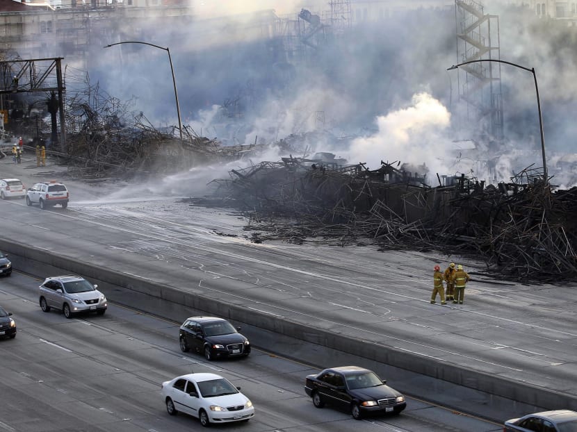 Gallery: Fire destroys LA construction site, snarls traffic