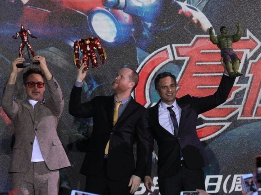 The cast and director of Avengers: Age of Ultron at a press conference in Beijing. Photo: Bloomberg