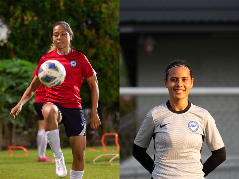 National team captain Ernie Sulastri (left) and her ex-schoolmate and Team Singapore goalkeeper Noor Kusumawati. National team captain Ernie Sulastri (left) and her ex-schoolmate and Team Singapore goalkeeper Noor Kusumawati.