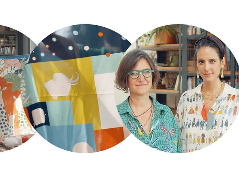 These sisters escaped their corporate lives to tell stories on silk scarves These sisters escaped their corporate lives to tell stories on silk scarves