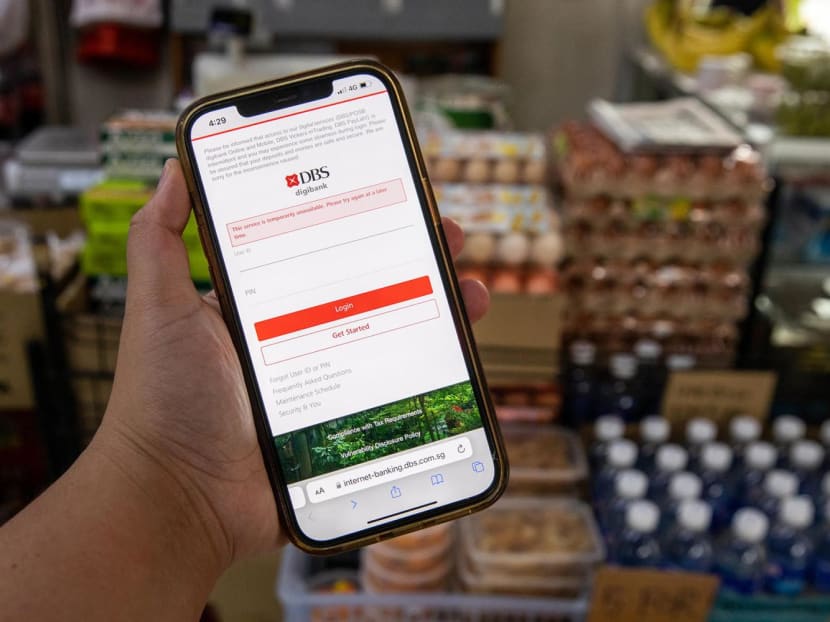 People using DBS bank's digital services to pay for food and other items encountered problems on March 29, 2023. 