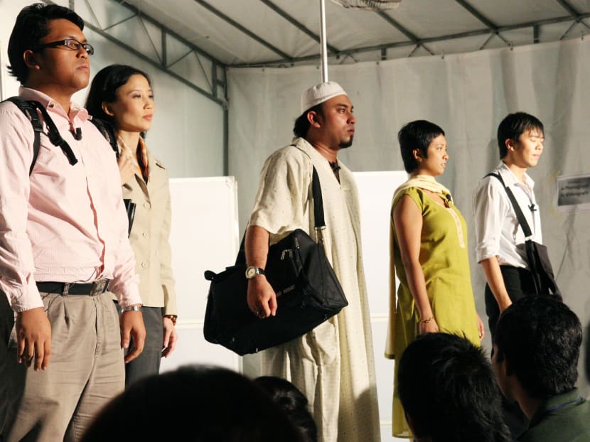 Drama Box, a contemporary Chinese Language theatre company, uses forum theatre performances such as the play Trick or Threat! to explore the issues of multiculturalism. Audiences can step into the actors’ shoes to challenge the play’s outcome. Photo: Drama Box