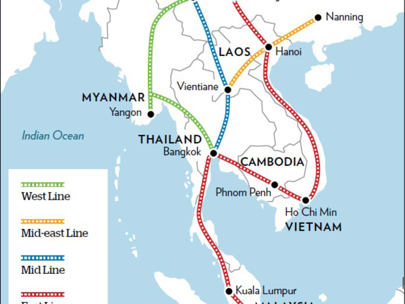 China’s railway project will span several countries. Starting from Kunming, it will wind south through Laos and into Thailand. It will eventually end in Singapore (East Line).Other branches of the network will reach into Myanmar, Cambodia and Vietnam.