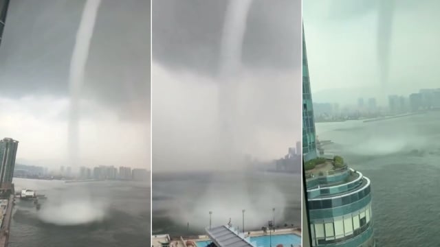 65年来首次 香港维多利亚港出现水龙卷 - 8world