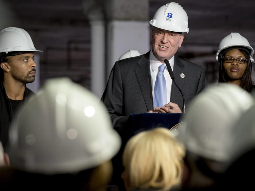 New York City mayor Bill de Blasio speaks during a news conference in the Brooklyn Borough of New York. Photo: Reuters