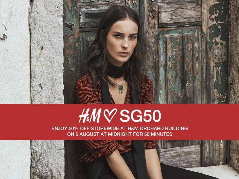 H&M celebrates SG50 with a 50 per cent storewide discount tonight (Aug 6).
