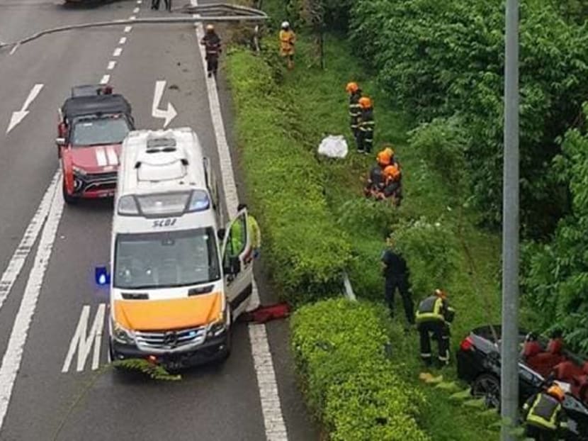 The scene of the accident along the Central Expressway near the Jalan Bahagia exit.