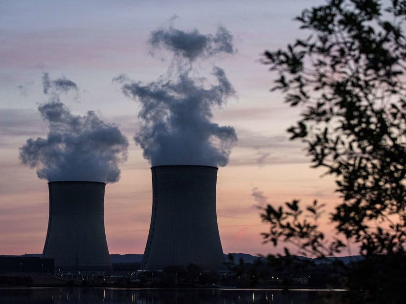 White steam billows from the Cattenom nuclear power plant in eastern France, on June 2, 2020. Nuclear reactors create massive amounts of power with no direct emissions of carbon dioxide.