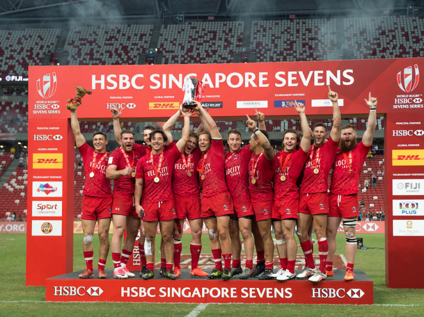 Canada created history by winning a leg of the HSBC World Sevens Series for the first time. Photos: Rugby Singapore / Singapore Maven