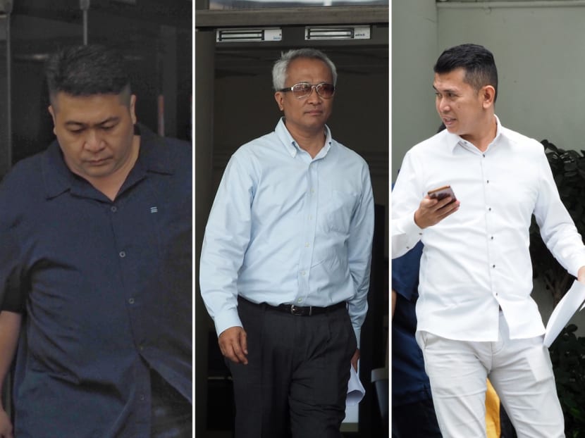 (From left) Kok Chiew Leong, Mohammed Lutfi Hussin and Sufandi Ahmad were in court on Dec 3, 2019, to face charges for their alleged involvement in housing loan cashback scams.
