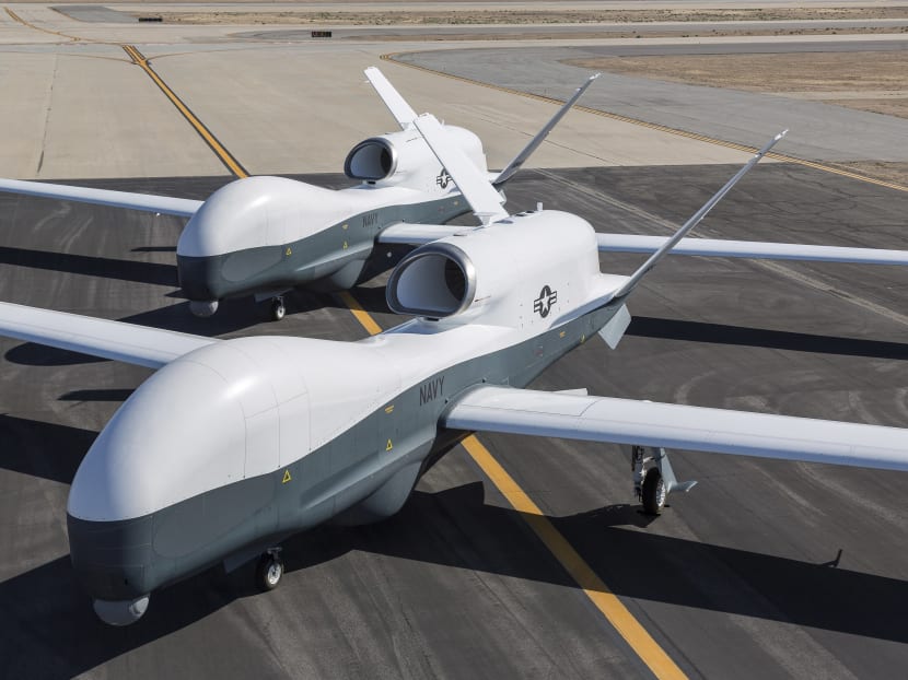 The MQ-4C Triton drones developed by Northrop Grumman Corp. Australia will spend nearly S$7.05 billion to buy the high-tech surveillance drones for joint operations with the United States and monitor surrounding waters, including the South China Sea.