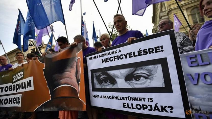 Hungarians protest against alleged illegal surveillance with Pegasus spyware Hungarians protest against alleged illegal surveillance with Pegasus spyware
