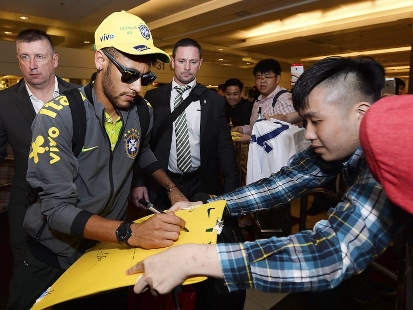 Neymar arriving in Singapore. Photo: World Sport Group
