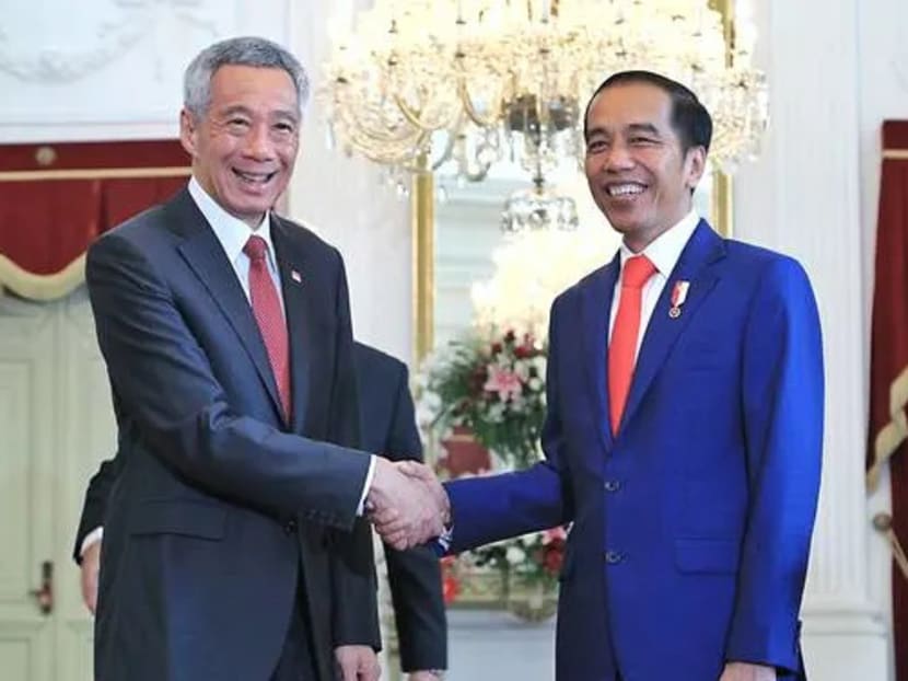 Prime Minister Lee Hsien Loong calls on Indonesian President Joko Widodo at the Istana Merdeka on Oct 20, 2019.