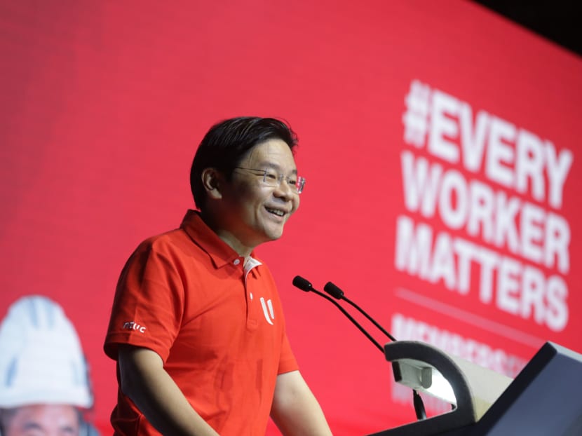 4G leader Lawrence Wong speaking at the May Day Rally on May 1, 2022.