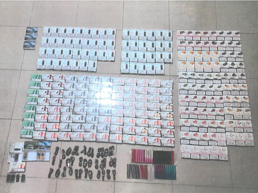E-vaporisers and components seized by the the Health Sciences Authority.