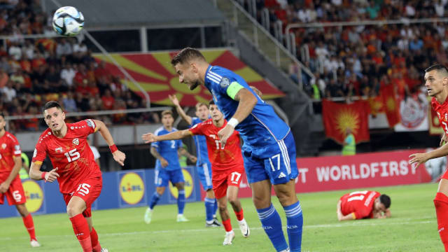 欧锦预赛：卫冕冠军意大利以1比1踢和北马其顿