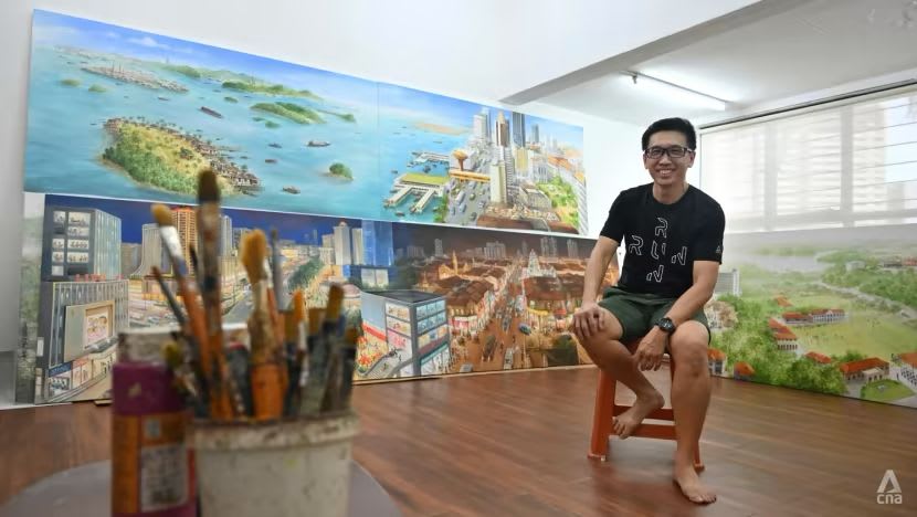 'Saya lukis dari imaginasi': Kegigihan artis Singapura ini dengan seni lukisan kanvas yang makan masa 1.5 tahun
