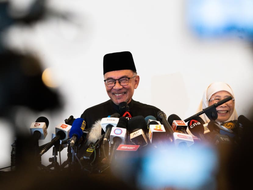 Malaysia's new Prime Minister, Mr Anwar Ibrahim, holding his first press conference on Nov 24, 2022, at Kajang, Malaysia.