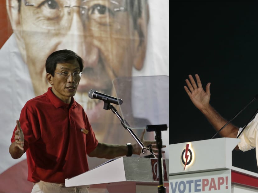 Singapore Democratic Party's Chee Soon Juan (left) and People's Action Party's Murali Pillai at their first rallies on April 29, 2016. Photo: Wee Teck Hian and Jason Quah/TODAY