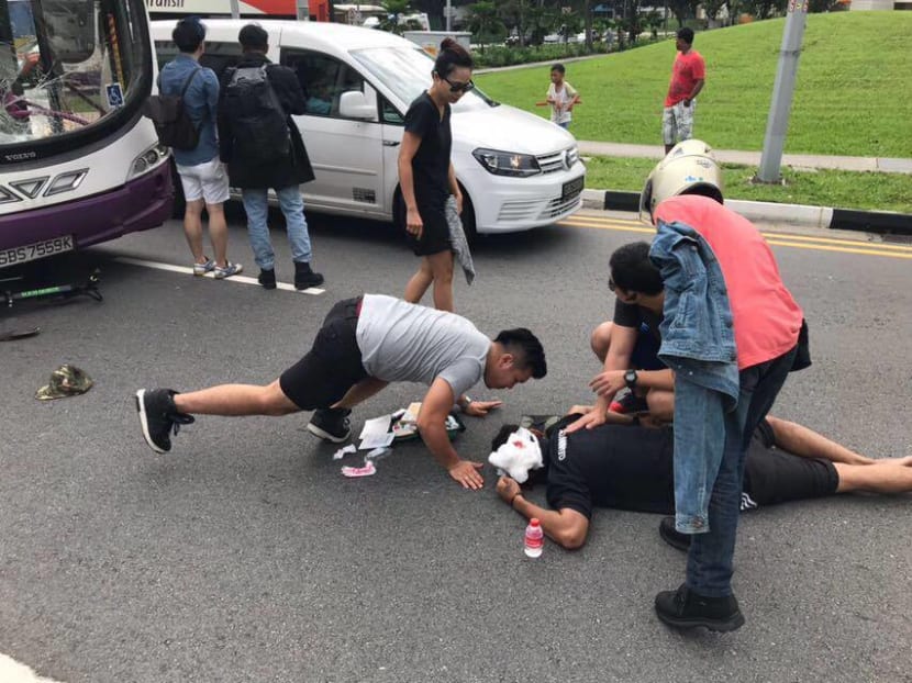A 52-year-old man riding an e-scooter has died following an accident with a double-decker SBS Transit bus on Thursday (Nov 30) morning. Photo: Social Media