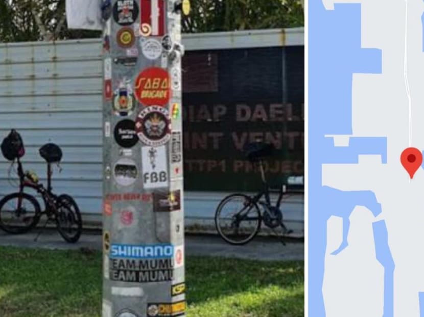 Transport Minister Ong Ye Kung said that the authorities will no longer remove the stickers on Lamp Post 1 (pictured) — a rare move welcomed by the cycling community.