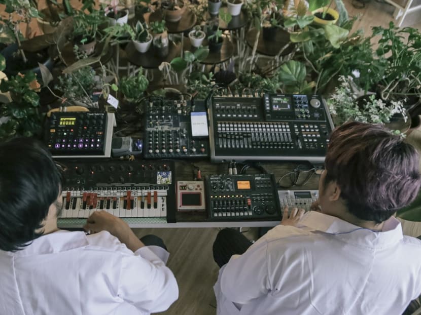 Indonesian electronic music group Bottlesmoker perform at the “Plantasia” concert in July to an audience of more than 150 house plants and their owners.