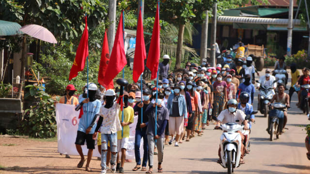 【缅甸军人政变】缅甸安全部队逮捕一名反政变示威领袖