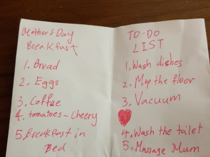 This is what the author's children wrote about their plans for her on Mother's Day.
