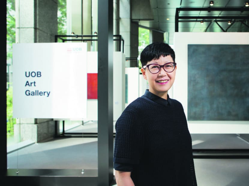 2014 UOB Painting Of The Year (Singapore) winner Om Mee Ai's latest show Colour Of Mind at the UOB Art Gallery. Photo: Nudge Photography.