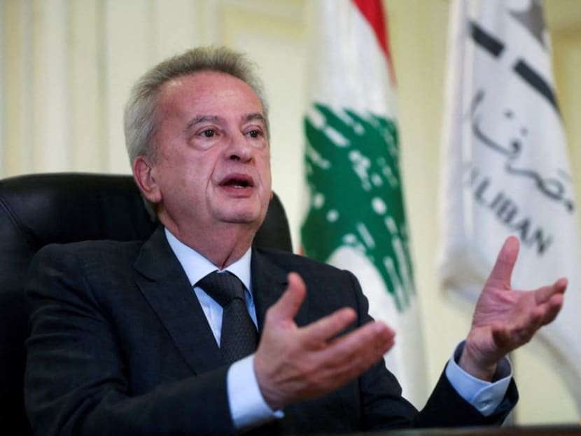 FILE PHOTO: Lebanon's Central Bank Governor Riad Salameh speaks during an interview for Reuters Next conference, in Beirut, Lebanon November 23, 2021. REUTERS/Mohamed Azakir/File Photo