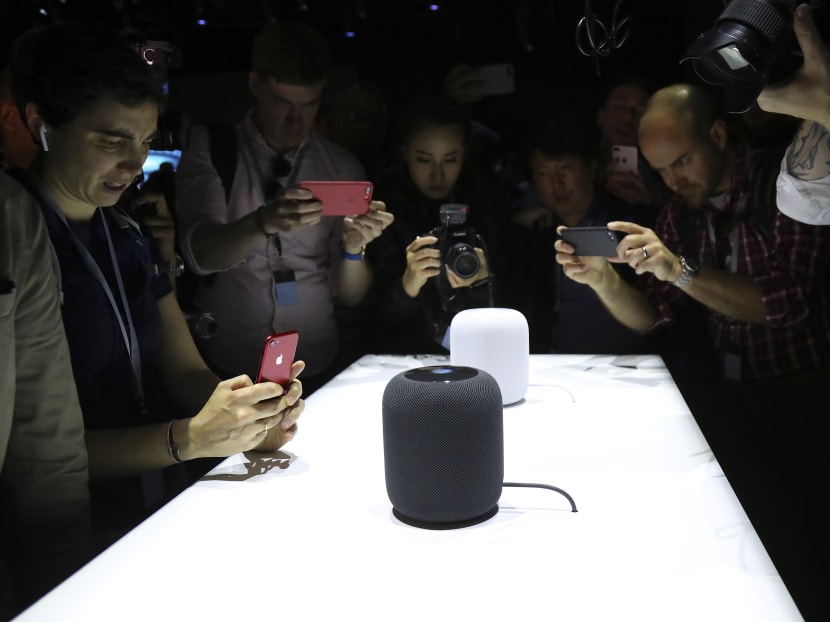Apple's HomePod, a speaker, to rival Amazon’s Echo and Google’s Home, at the Apple Worldwide Developers Conference at the McEnery Convention Center in San Jose, Calif., June 5, 2017. Photo: The New York Times