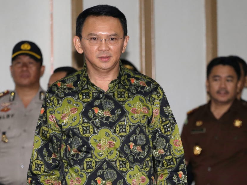 Jakarta's Governor Basuki Tjahaja Purname, also known as Ahok, arriving for his court hearing in Jakarta on April 20, 2017. Photo: AFP Jakarta's Governor Basuki Tjahaja Purname, also known as Ahok, arriving for his court hearing in Jakarta on April 20, 2017. Photo: AFP