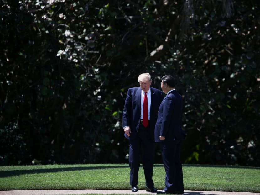 US President Donald Trump and his Chinese counterpart Xi Jinping at Mar-a-Lago in Palm Beach, Florida, in April. Mr Trump has sought to leverage trade and North Korea with China for months, initially expressing optimism, but later growing discouraged that Beijing was not following through. Photo: Reuters
