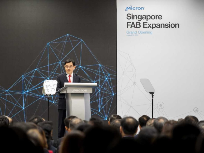Deputy Prime Minister Heng Swee Keat, who is also Finance Minister, speaking at the opening of Micron Technology's expanded semiconductor fabrication plant in Woodlands on Aug 14, 2019. Deputy Prime Minister Heng Swee Keat, who is also Finance Minister, speaking at the opening of Micron Technology's expanded semiconductor fabrication plant in Woodlands on Aug 14, 2019.