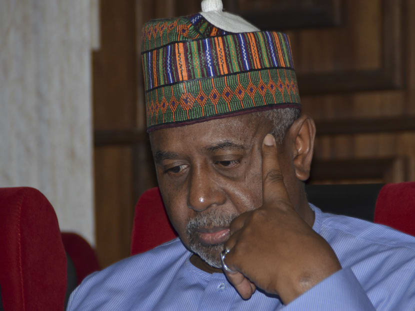 In this  Tuesday, Sept. 1, 2015 file photo, Nigeria's former national security adviser Sambo Dasuki attends a hearing to face charges of possessing weapons illegally, at the Federal High Court in Abuja, Nigeria. Photo: AP