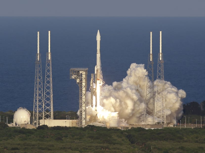 A United Launch Alliance Atlas V rocket carrying the Origins, Spectral Interpretation, Resource Identification, Security-Regolith Explorer (OSIRIS-REx) spacecraft lifts off from launch complex 41 at the Cape Canaveral Air Force Station, on Sept 8, 2016, in Cape Canaveral, Fla. Photo: AP