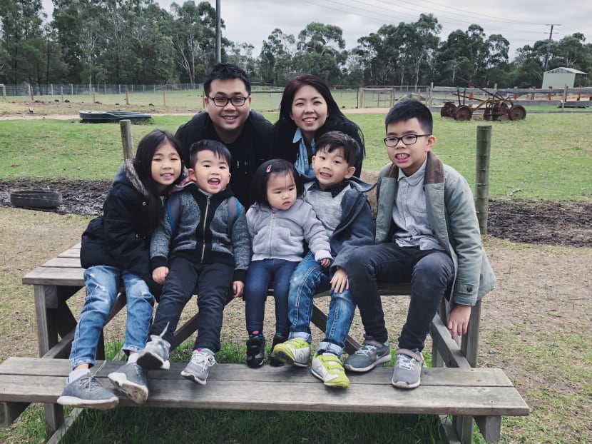 The author with his wife and five kids (from left), Kirsten, Theo, Hayley, Finn and Truett on a holiday to Melbourne in June 2017. They are now 11, six, four, eight and 12 respectively.