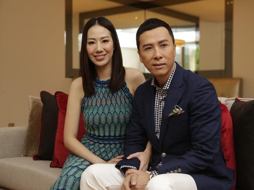 Hong Kong celebrity couple Donnie Yen and Cecilia Wang. Photo: Wee Teck Hian/TODAY Hong Kong celebrity couple Donnie Yen and Cecilia Wang. Photo: Wee Teck Hian/TODAY