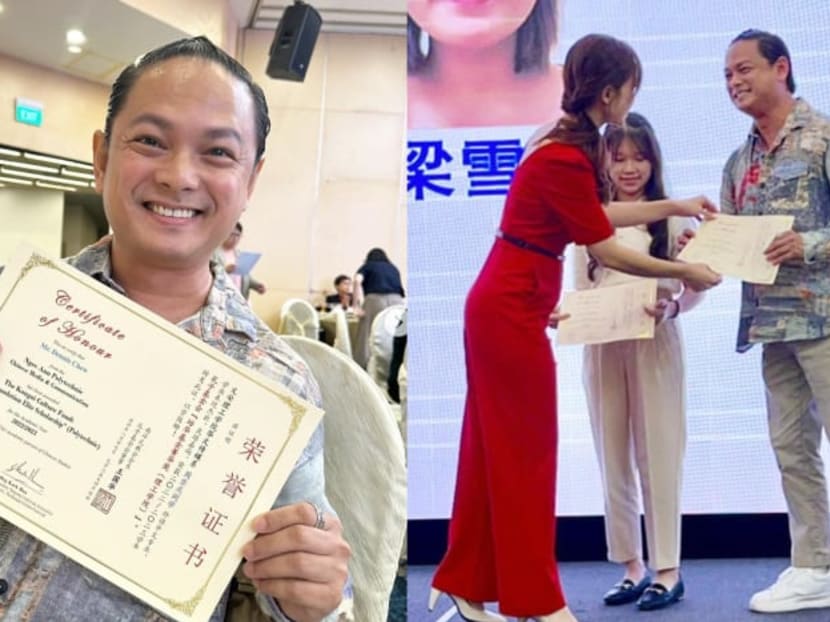 Local entertainer Dennis Chew receives first academic scholarship at age 50