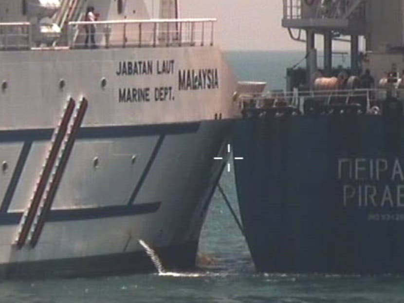 Malaysian vessel Polaris and Greek vessel Pireas collided in Singapore's territorial waters off Tuas. Malaysian vessel Polaris and Greek vessel Pireas collided in Singapore's territorial waters off Tuas.