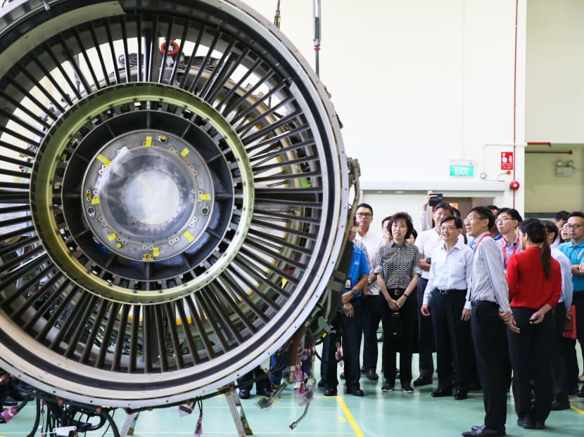 Finance Minister Heng Swee Keat visited ST Engineering’s aerospace facility along Airport Road on Feb 25, 2019. Finance Minister Heng Swee Keat visited ST Engineering’s aerospace facility along Airport Road on Feb 25, 2019.
