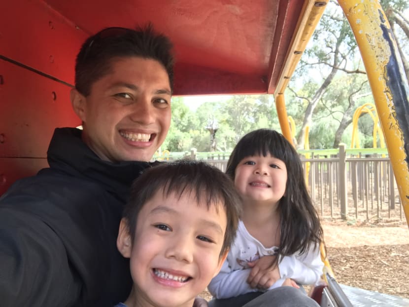 The author, seen here with his children, says 2018 was a difficult year for him as he reflected on whether he should continue his career with the Singapore Armed Forces.
