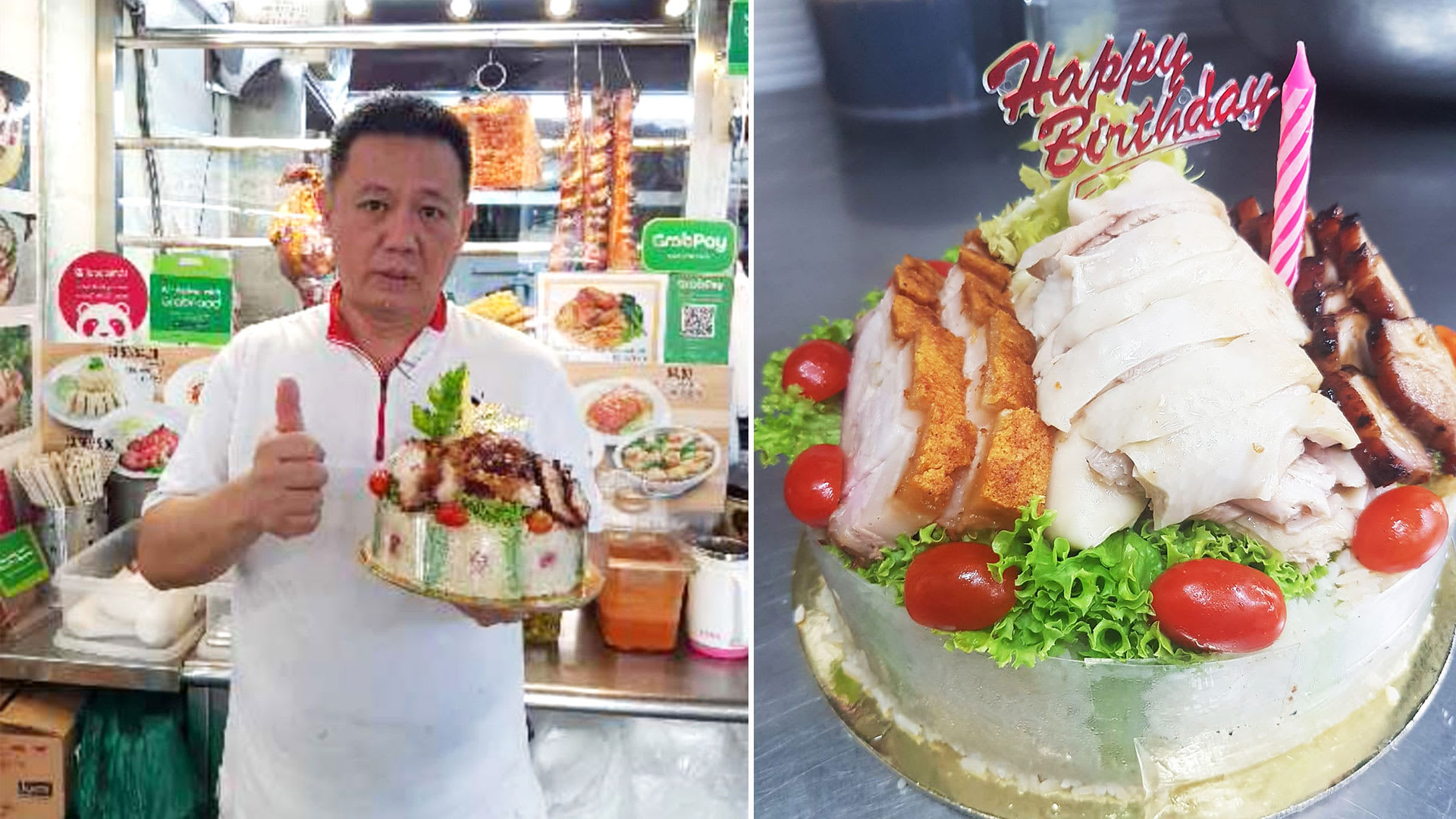 Hilton Chef-Turned-Hawker Sells ‘Birthday Cakes’ Made With Chicken Rice & Roast Pork